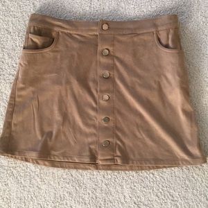 Short suede camel color skirt